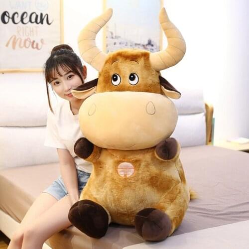New giant animal bull plush toy cute cartoon cow doll zodiac cow for children gift decoration 39inch 100cm DY50873
