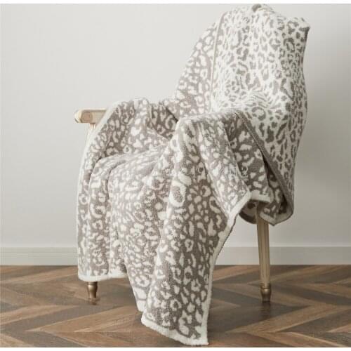 Delicate Knitted Leopard Print Blankets Winter Warm Faux Fur Microfiber Stich Plaid Bedspread Fluffy Adult Blanket Throw
