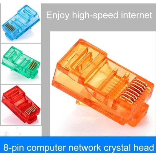 20/50/100PCS RJ45 Ethernet Cables 8P8C Module Plug Net Network Connector RJ-45 Crystal Heads Cat5 Color Cat5e Gold Plated Cable