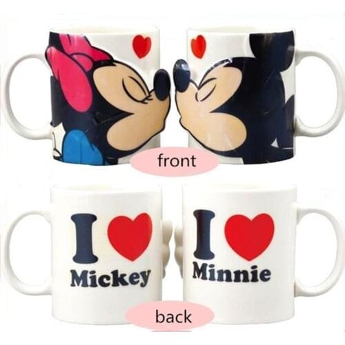 300ML 3D Disney Mickey Minnie Cartoon Ceramic Water Cup Love Couple Water Mug Family Office Coffee Milk Mug Festival Gifts