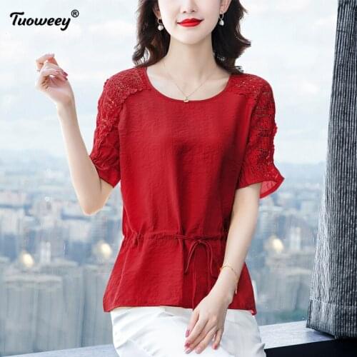 Summer blouse for women 2021 plus size 5XL women tops solid chiffon blouse women short sleeve shirts womens tops and blouses