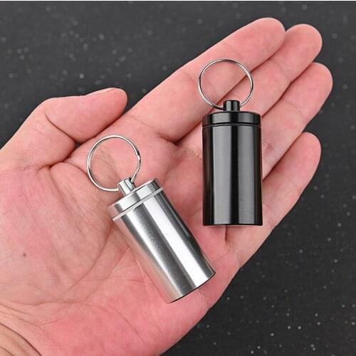 Mini Metal Waterproof Alloy Pill Box Case Bottle Drug Holder Container Keychain Medicine Box Health Care For Travel First Aid
