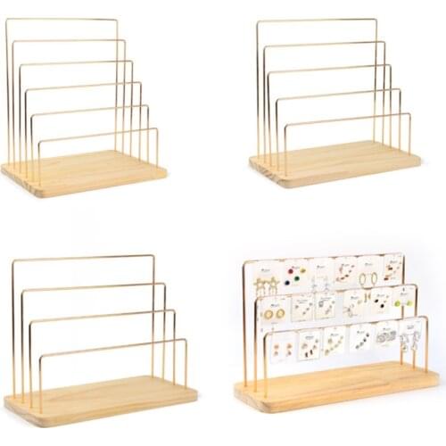 2Colors Multilayer Jewelry Display Tray Pendant Earrings Bracelet Rings Display Metal Blocks Solid Wood Removable Display Holder