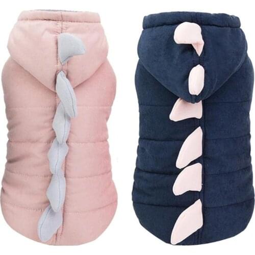 Fashion Clothes Pet Dog Cat Cute Dinosaur Soft Personality Beautiful Lovely Blue Pink Cotton Coats Winter Warm Puppy Kitten