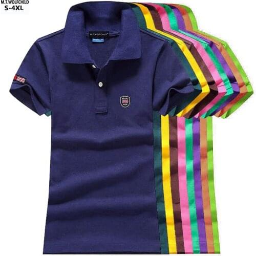 Fashion 2020 Summer Womens polos shirts Embroidery Logo casual Short sleeve ladies polos shirts Large sizeS-3XL slim female tops