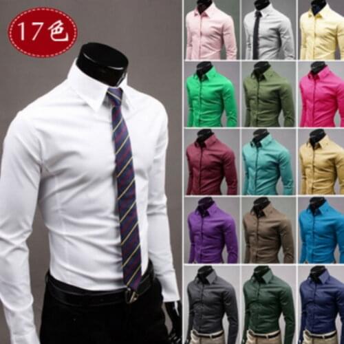 2019 Men Dress Shirt Long Sleeve Slim Brand Man Shirts Designer High Quality Solid Male Clothing Fit Business Shirts 5XL YN045