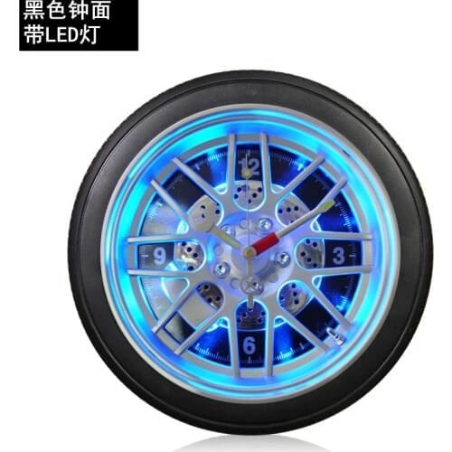 Large Tire Wall Clocks LED Lights Creative Wall Clock Living Room Wall Watches Home Decor Shabby Chic Reloj Gift Bar Decor SC589