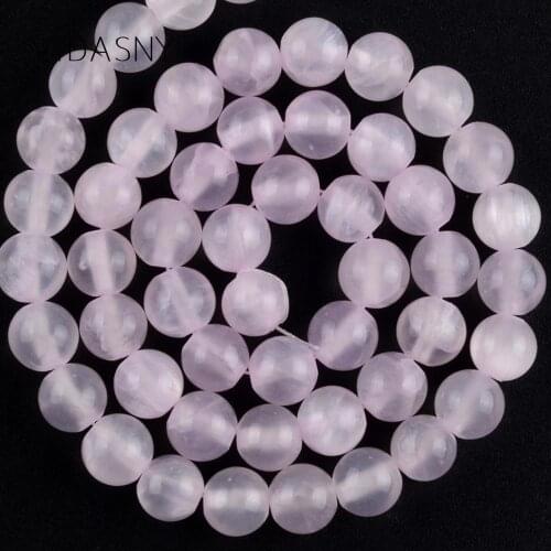 Natural Light Pink Jades Chalcedony Beads For Needlework Jewelry Making 4 6 8 10mm Round Stone Beads Diy Necklace Bracelet 15"