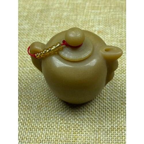 Natural 7A dong ling jade A Hand-Carved jade kettle pot yellow jade pendant gift jade necklace pendants jewelry women men jade