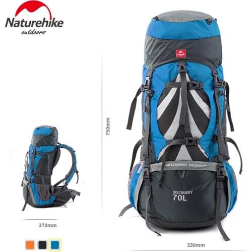 NatureHike Polyester Nylon Mountaineering Backpack Outdoor Hiking Travel Waterproof adjustable large capacity Sports Rucksack