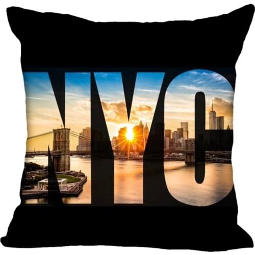 Custom New York Pillow Cases Brooklyn Bridge Square Pillowcase Christmas Zippered Pillow Cover 40*40cm,45*45cm(One Side)