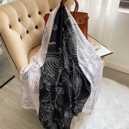 2021 New Imitation Silk Pegasus Fashion Printing Silk Scarf Simple Style Scarf Winter Warm and Windproof Scarf