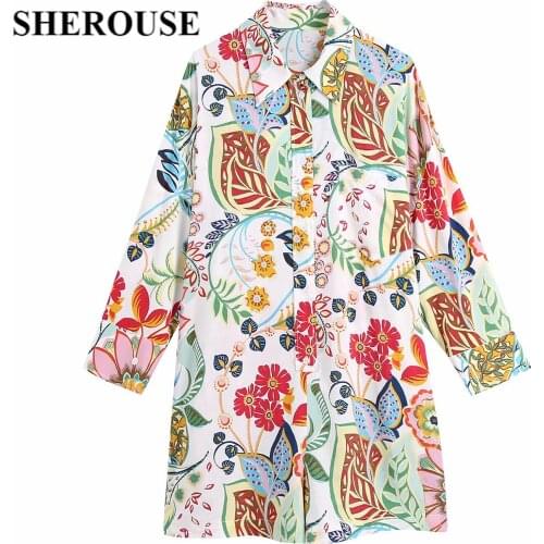 2021 New Women Floral Printed Rompers Long Sleeves Shirt Style Shorts Playsuits Chic Lady Fashion Casual Women Clothes