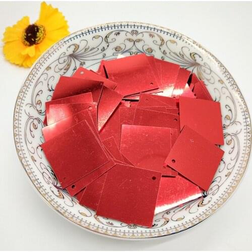 LNHOME 50g/Lot 20*20mm Square Sequins Red Loose Flat Spangle Spangle Paillettes For Clothes With 1 Hole Needlework Sewing
