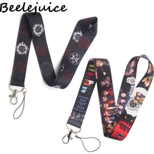 24pcs Supernatural SPN Lanyard Badge ID Mobile Phone Rope Key Lanyard Neck Straps Accessories webbings ribbons Decorations Gifts