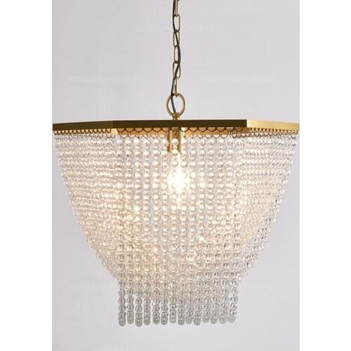 Luxury K9 crystal beads chandelier 1 light in nursery bedroom kitchen light fixture in dining room loft nordic fringe chandelier