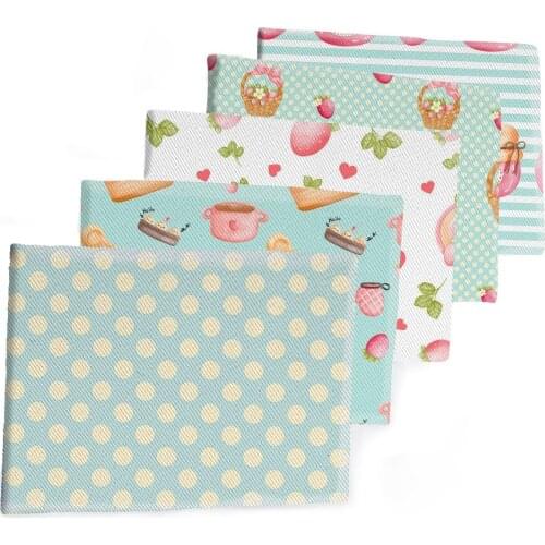 Strawberry Polyester Cotton Fabric Printed Fruit Twill Fabrics Sheet DIY Dress Handbag Sewing Materials 50*145cm