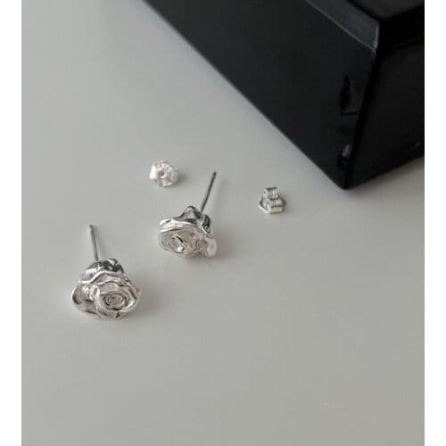 News Design 925 Silver Sterling Earrings Rose Flower Stud Earrings For Women Earrings Silver 925 Jewelry Daily Fashion Jewelry