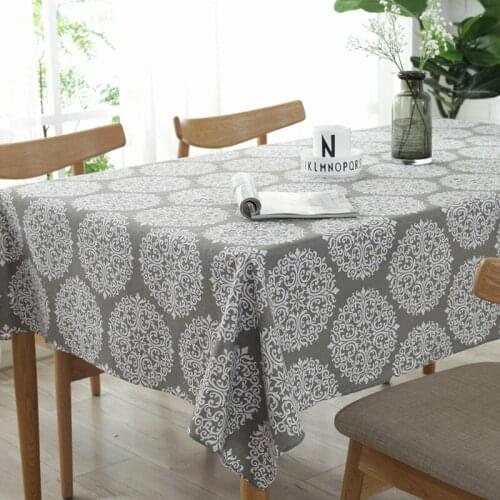 Pastoral Tablecloths Cotton & Linen Table Cloth Tree Printed Rectangular Table Cover Lace Edge Tablecloth