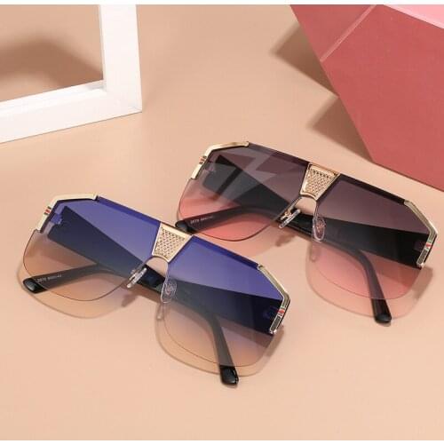 Vintage Fashion Rimless Square Sunglasses Men Women Luxury Brand Designer Travel Driving Oversized Sun Glasses For Male Shades