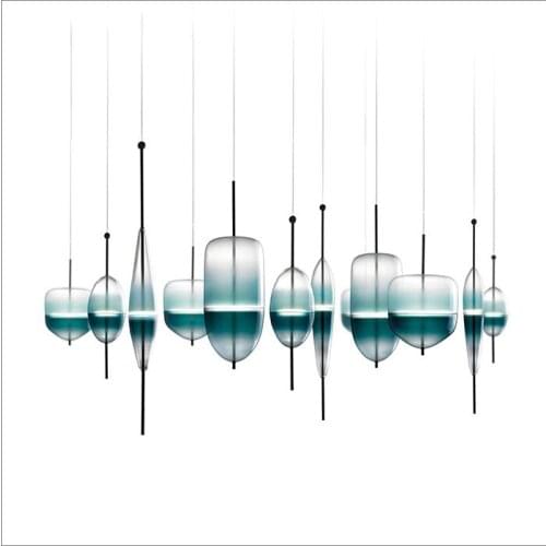 Modern Simple Creative Blue Glass LED Pendant Light European-style Luxury Lamps Modern Glass Indoor Lustre Lighting Restaurant