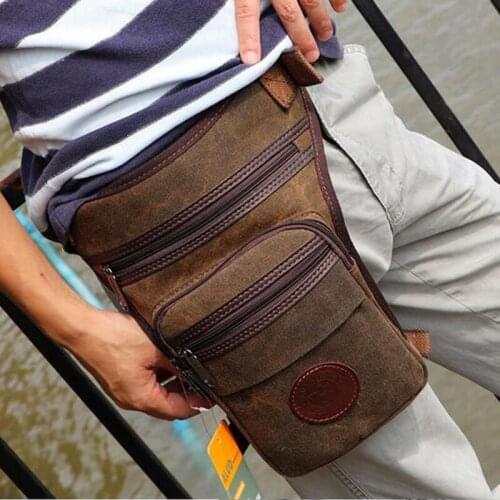 Men Canvas Drop Leg Bag Waist Fanny Pack Belt Hip Military Travel Motorcycle Multi-purpose Male Small Messenger Shoulder Bags