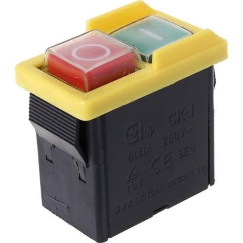 AC 250V 6/4A Waterproof Pushbutton Machine Saw Cutter Drill On Off Switches Control Box Switches Electromagnetic Switch KJD6 5e4