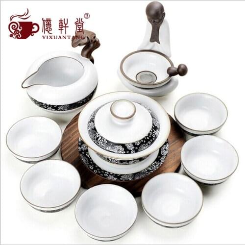 High-grade white Ru kiln Kung Fu tea set of creative ceramics