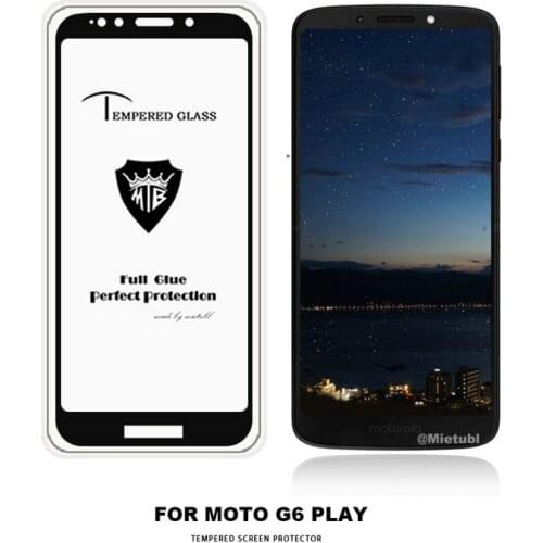 WIERSS Full Cover Full AB Glue Tempered Glass Screen Protector Film for Motorola Moto G6 Play 5.7" Anti fingerprint
