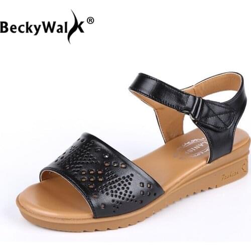 Women Sandals Genuine Leather Low Heels Wedges Sandals Summer Shoes Woman Open Toe Platform Sandal Women Casual Shoes WSH3372
