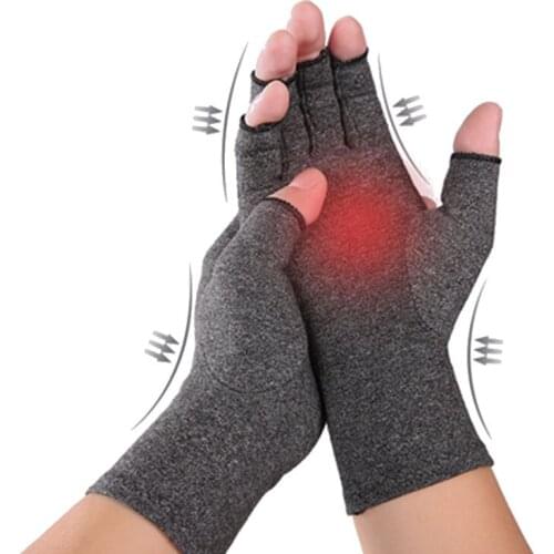 1 Pair Unisex Cotton Elastic Therapy Compression Gloves Arthritis Joint Pain Relief Gloves Half Finger Cycling Fitness Gloves