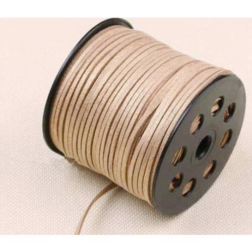 Free Shipping 100Yds Glitter Metallic Light Brown Flat faux Leather Suede Cord, 3mm Cord,Faux Suede Cord for Bracelets 3mm