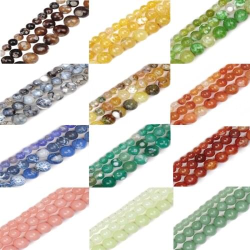 Natural Colorful Round Natural Stone Loose Beadss For jewelry Making DIY Bracelet Necklace Handmade 6/8/10/12MM 'Wholesale