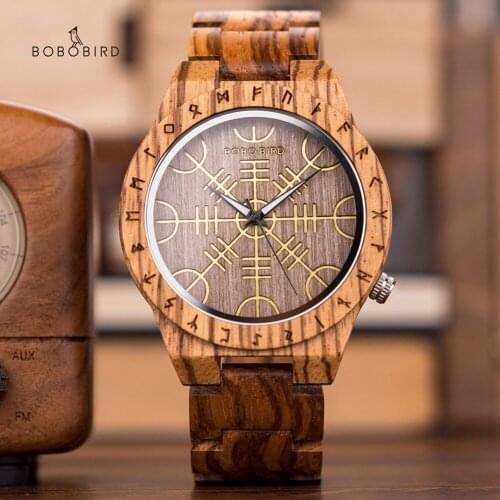 BOBOBIRD Zebra Wood Watch Ebony Golden Helm of Awe Male Quartz Wristwatches with Gift Box zegarek meski J-T16