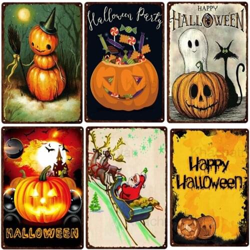 Halloween Home Decor Tin Sign Horror Ghost Mental Plate Holiday Sense Wall Art Poster Iron Brand Funny Room Vintage Mental Signs