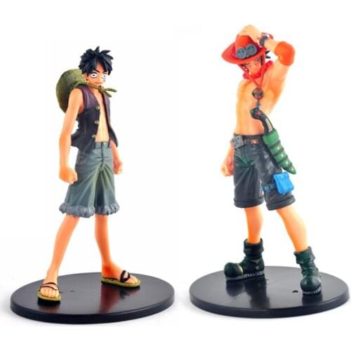 16cm Japan Anime 2pcs/lot One Piece Monkey D Luffy and Brother Ace PVC Action Figures Toys Collectible Model Doll Gifts