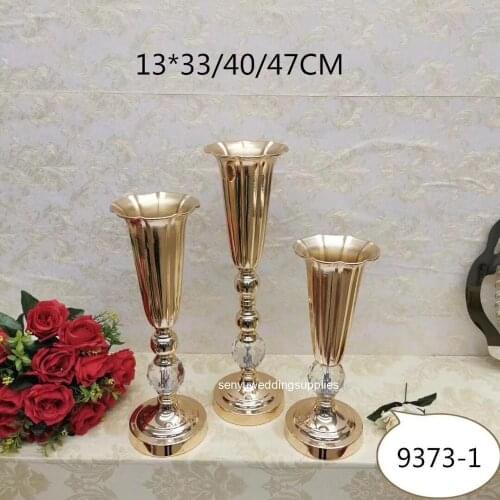 Customized Decorative Wedding Geometric Tall Gold Metal Flower Stand Modern Centerpiece senyu2358