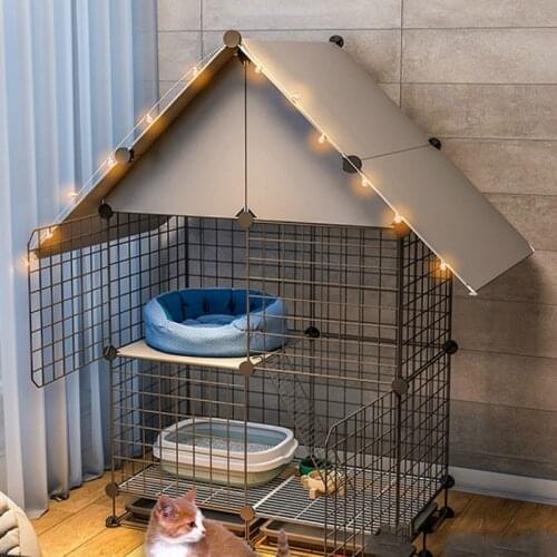 Cat Cage Home Indoor Super Large Free Space Villa Three-Layer Cat Nest with Toilet Small Cat House Cattery