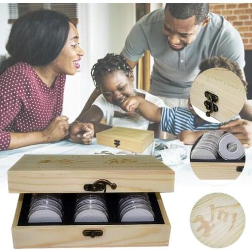 30 Grid Commemorative Coin Collection Wooden Box Coin Storage Box Collection Box 20/25/30/35/40 mm Universal