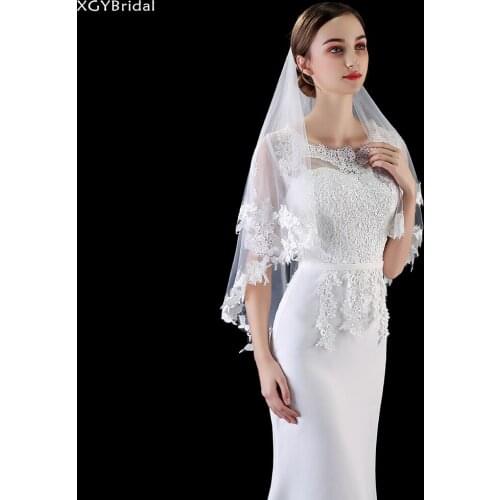 Short Applique Edge Bridal Veil Two Layer 1.5 Meter With Hair Comb 2021 Wedding Veil Wedding Accessories
