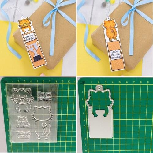 Kitten Cat Front and Back Tag Metal Cutting Dies and Stamps DIY Scrapbooking Photo Album Decorative Embossing Paper Cards