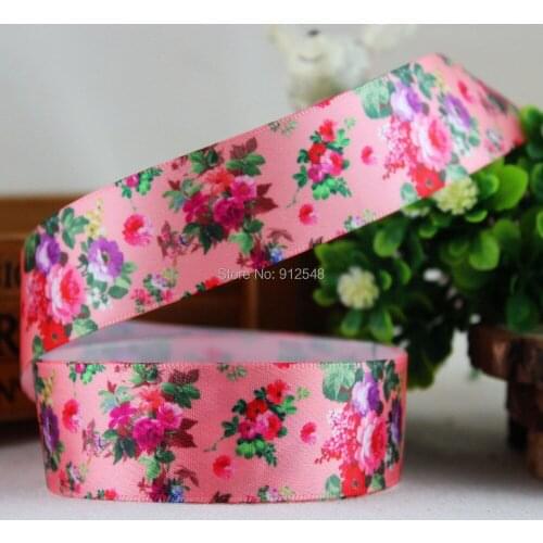 1412207 ,22mm flowers Series High quality Printed Polyester ribbon , DIY handmade materials, wedding gift wrap