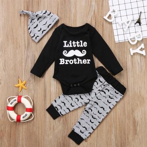 Fashion 3PCS Clothes For Boys US Newborn Infant Baby Kids Boy Outfits Clothes Romper Jumpsuit Bodysuit+Pants Set