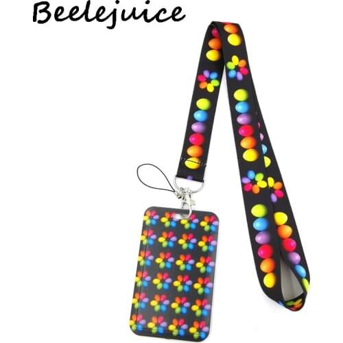 Easter Colorful Eggs Lanyard Credit Card ID Holder Bag Student Women Travel Card Cover Badge Car Keychain Decorations