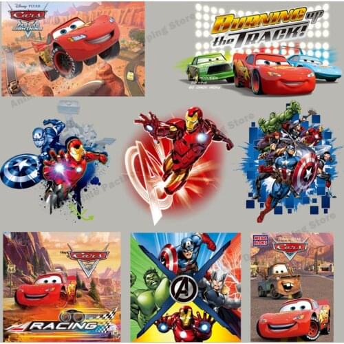 Disney Cars Lightning McQueen Marvel superheroes Hot Transfers Clothing Patch Cartoon DIY Sewing Clothes Decration Sticker Gifts
