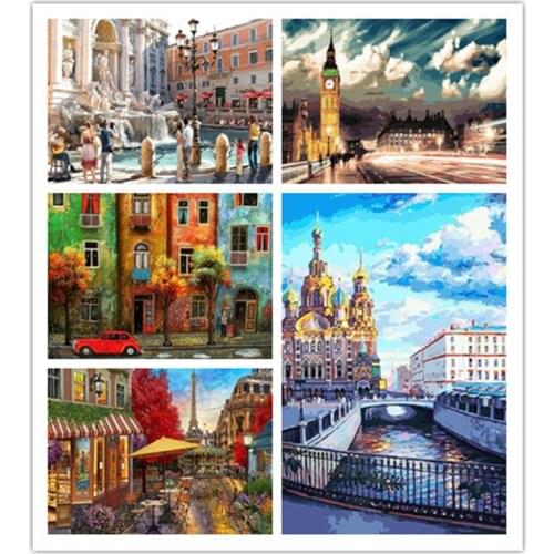 The Landscape diy canvas painting by numbers for adults Acrylic Pigment paint by number Arts Craft