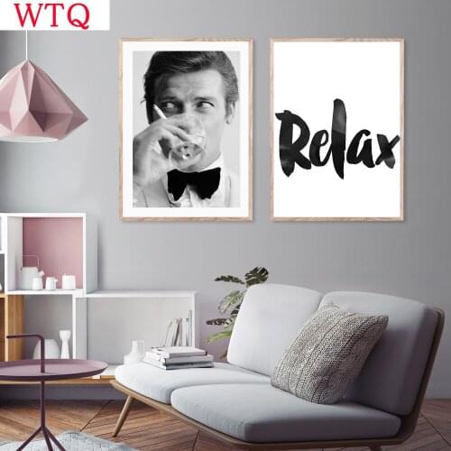 Relax Quotes Poster Modern Fashion Canvas Painting Black White Art Print Smoking Wall Picture For Living Room Home Decor
