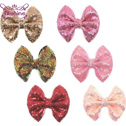 Nishine Infant Big Bow Headband Children Sequins Bowknot Hair Bands Princess Girls Elastic Hair Accessories Kids Birthday Gifts