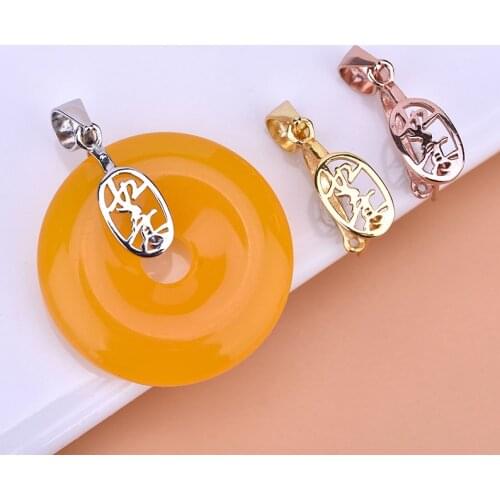 S925 sterling silver ruyi pendant buckle emerald beeswax amber safety buckle pin buckle diy pendant accessories
