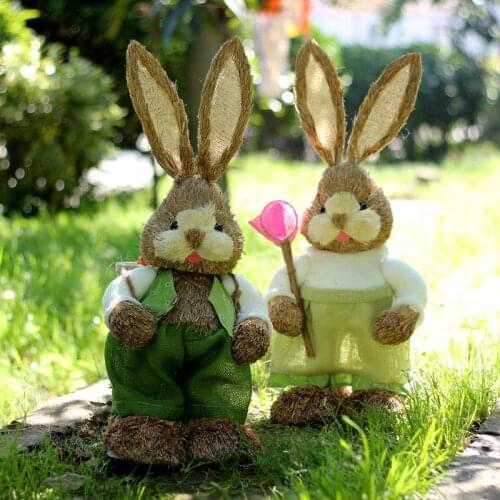 Straw Edifice Small Fresh Rabbit Bionic Animal Florist Wedding Decoration Exquisite Special Birthday Valentines Day Gift